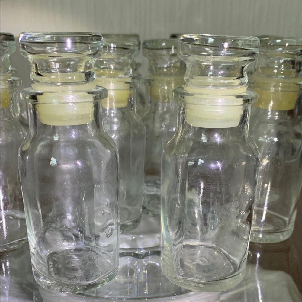 LOVE Potion or SPICE Glass Clear Jars VINTAGE Set/12 - for that GOTHIC effect... - Picture 5 of 10